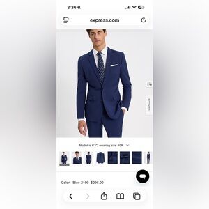 Men’s Express extra slim wool blend Classic Navy Suit